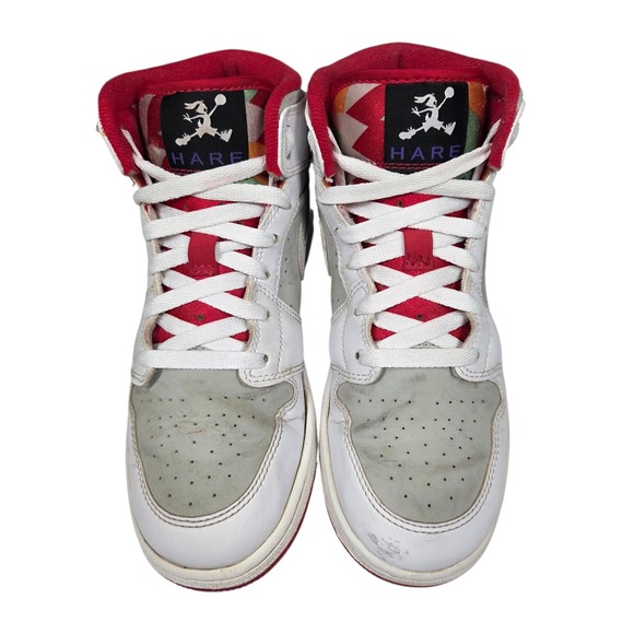 Jordan 1 Mid Hare GS 5Y White Grey Red 719554-123 Bugs Bunny Basketball Shoes - Picture 8 of 16
